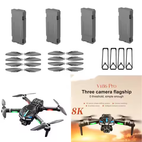 V186 Brushless RC Drone Spare Parts 3.7V 1800MAH Battery/Propeller/Protect Frame V186 PRO Drone Batt