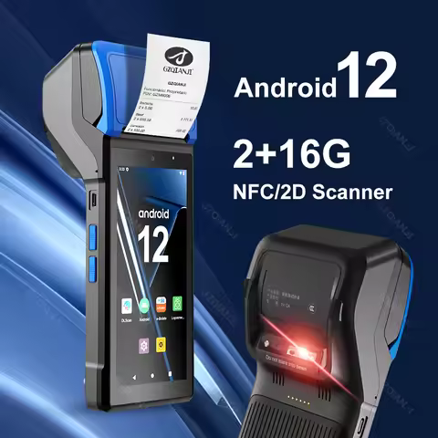 Android 12 POS PDA with 58mm Thermal Receipt Label Sticker Label Printer NFC 2D QR Barcode Scanner R