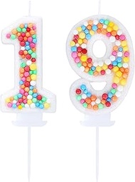 Kinsynko 19 Birthday Candle Rainbow Number 16 Candle for 16th Birthday Cakes Girl Women Colorful Swe