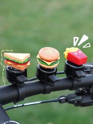 1個適用於2.2cm/0.86in的自行車鈴,適用於mtb、通勤、折疊車,法式薯條三明治設計的自行車裝飾