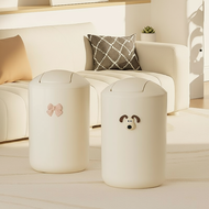 Cream-style large waste bin with swinging lid for home living room bathroom, cute high-end storage t