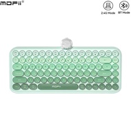 Mofii คีย์บอร์ดบลูทูธตามหลักสรีรศาสตร์ + 2.4G โหมดคู่84คีย์ย้อนยุคกุญแจแป้นพิมพ์ไร้สายหมีน่ารักสำหรั