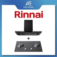 RINNAI RH-C1059-PBR 90CM CHIMNEY HOOD + RINNAI RB-7302S-GBS 2-BURNER TEMPERED GLASS GAS HOB