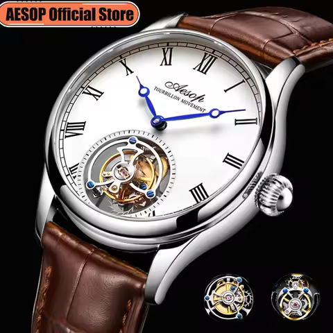 Aesop Real Flying Tourbillon Movement Mechanical Watches Luxury Watch for Men Skeleton Tourbillon Wa