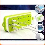 Green Multifunctional Shockproof Power Socket 6 Plugs 3 USB Ports _GD888