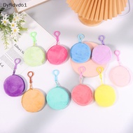 Dyfidvdo1 Candy Color Round Plush Coin Purse Women Cute Solid Color Change Pouch Wallet Keychain Portable Earphone Storage Bags A