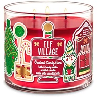 Bath and Body Works White Barn Elf Village Crushed Candy Cane 3 Wick 
