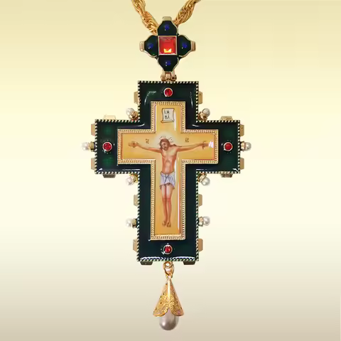 Russian Orthodox Pectoral Catholic Crucifix christ Jesus Cross Pendant Necklace Religious icon Badge