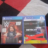 One Set PS4 Used Games二手  WWE2K19  DETROIT BECOME HUMAN  HOD OF WAR