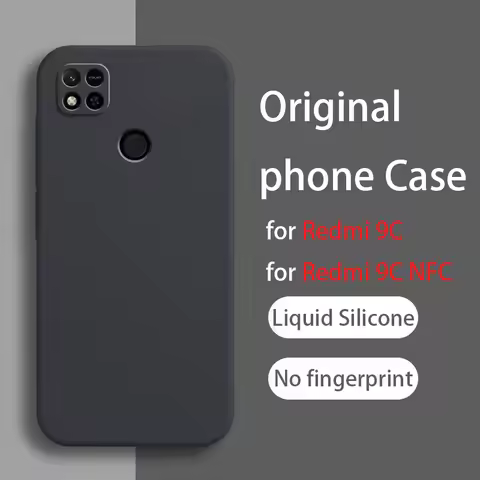 For Redmi 9C Nfc Square Liquid Silicone Phone Case for Xiaomi Redmi 9C Matte Fashion Shockproof Cove