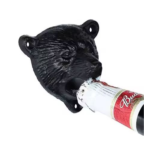 1PC Metal Cast Iron Wall Mount Grizzly Bear Head Beer Soda Cap Bottle Opener Openers Hanger Pub Lodg