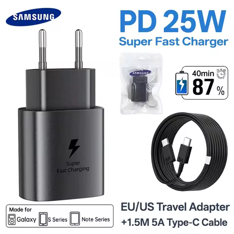 Original Samsung 25w Super Fast Charger EU US Adapter PD Type C Galaxy Z Fold Z Flip 7 S25 Edge S25 