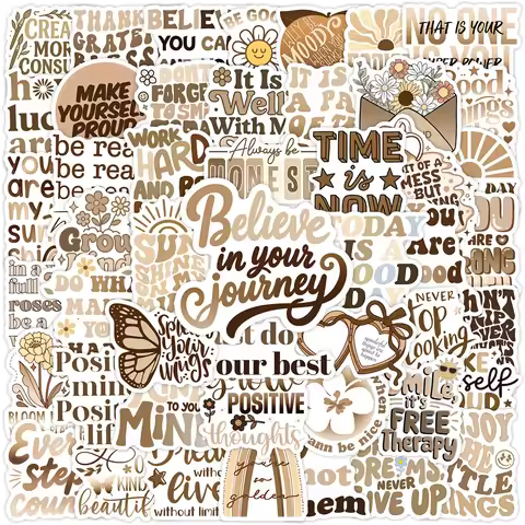 10/30/50pcs Bohemian Motivational Phrases Cartoon Graffiti Stickers Inspirational Quote Decals Water