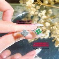 Ice blue and green ring with type A 4-leaf clover tested