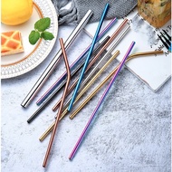 Reusable Stainless Steel Drinking Metal Straw / Tea Smoothie Straws Straight Bent Colorful Tubes 304