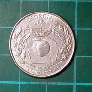 美國 1999年  美國50州紀念幣  喬治亞州 25美分  銅鍍銅鎳幣 品相如圖   B206