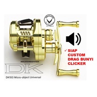 SKYGITZ DK100 Micro Drum CQ BFS CNC METAL BODY Fishing CASTING Reel, GOLD SPECIAL,