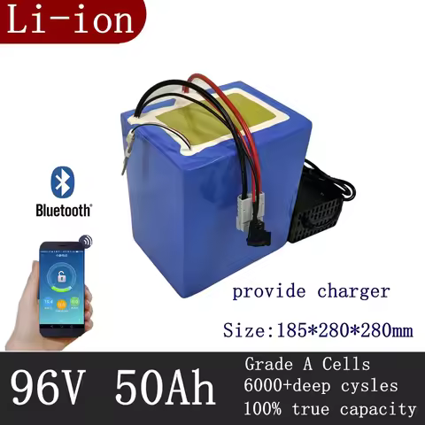 96v 50ah lithium ion battery li ion bluetooth BMS APP for 5000W motor robot scooter bike motorcycle 