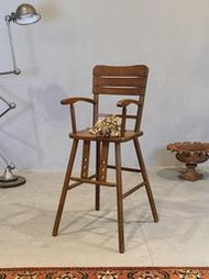 【卡卡頌  歐洲古董】英國 簽名 細膩 曲木 訂製 (兒童) 高腳 扶手椅 古董椅 ch0944
