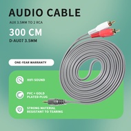 DAP D-AU07 3.5mm to 2 RCA Aux Jack Audio Cable Length 300cm Mobile Phone Computer Audio Connection C