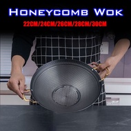 Korean Honey Comb Wok Stainless Steel Cooking Wok Non-Stick Wok Kuali Sarang Lebah Tidak Melekat 22/