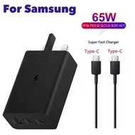 For Samsung 65W Power Adapter Trio GaN 3-Port PD 3.0 & PPS Super Fast Charger UK Plug With Foldable 