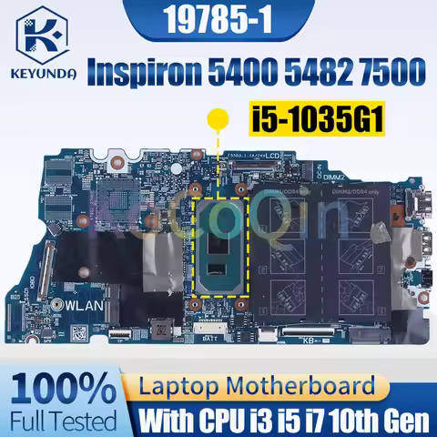 19785-1 For Dell Inspiron 5400 5482 Notebook Mainboard i3 i5 i7 10th Gen 0NGHCH 07K5DX 0XWV63 Laptop