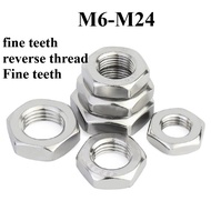 304 Stainless Steel Fine Thread Thin Nut Hexagon Reverse Thread Nut M8M10M12M14M16 * 1/1.25/1.5