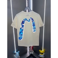T-shirt Evisu/ Baju Evisu Uniseks T-shirt Bercetak Lengan Pendek T-shirt Pasangan T-shirt Sukan Leng