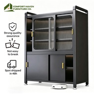 Comfort Haven Furniture Co. Multifunctional Kitchen Storage Cabinet Sliding Door Microwave Oven Rack