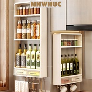 MNWHUC Wall-Mounted Cupboard, No Punching Groceries Storage Kitchen Storage Rack,  Multi-layer Spice