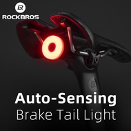 ROCKBROS Bike Tail Light Rechargeable Waterproof Mountain Bike LED Rear Light Auto-sensing Smart Brake Back Light Cycling Accessories
