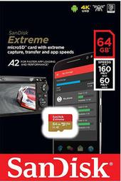 SanDisk 64GB 64G Extreme microSDXC SD 160MBs A2 手遊 記憶卡