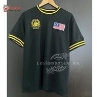 Jersey Harimau Malaya Retro 2023 Jersey Football Collar Custom Name and Number Jersi Hitam Murah Lel