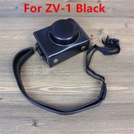 PU Leather Camera Bag Case For Sony ZV-1F ZV1F ZV-1 ZV1 Full Body Cover With Strap