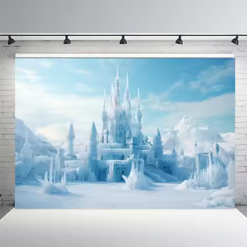Yeele Winter Ice Castle Photography Backdrop Forest Frozen World Wonderland Kids Family Portrait Pho