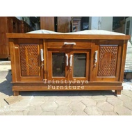 Bufet Meja Tv Diswar Kayu Jati Uk 160cm/TRINITYJAYAFURNITURE