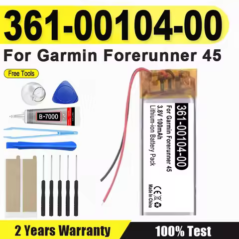 Brand-New 361-00104-00 100mAh Smart Watch Battery For Garmin Forerunner 45 High Capacity Batterie + 