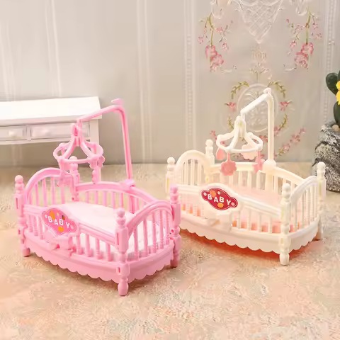 Mini Crib Baby Bed Model Dollhouse Bedroom Furniture 1/12 Dollhouse Simulation Dolls House Accessori