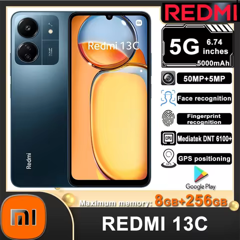 Original SmartPhone Redmi 13C 5G 8GB+256GB 5000mAh Dimensity 6100+ 6.74" ultra-large Display 50MP+5M
