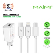 Maimi T7 Smartcharger Kit - Mobile Phone Charger - Micro/ Ios/Type-C Original
