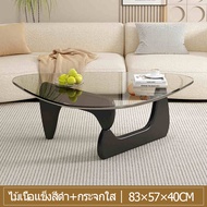 จัดส่งทันที โต๊ะกลาง โต๊ะกลางกระจก coffee table โต๊ะกลางโซฟา⭐สีเทา/โปร่งใส⭐กระจกนิรภัย ขาโต๊ะไม้โอ๊ค