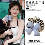Korean style cute striped hair tie with big bow, multicolored women's bow hair scrunchies SCSNO256 a
