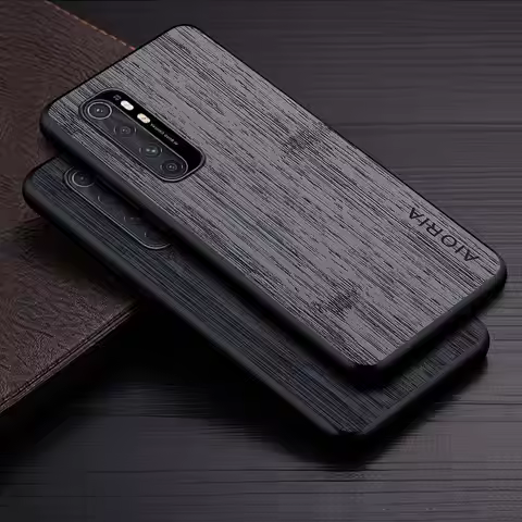 Case for Xiaomi Mi Note 10 Lite Pro Funda Bamboo Wood Pattern Leather Phone Cover Luxury Coque for N