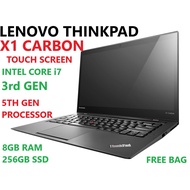 LENOVO THINKPAD X1 CARBON / INTEL CORE i7 / 3rd GEN / 5TH GEN PROCESSOR / 8GB RAM / 256GB SSD