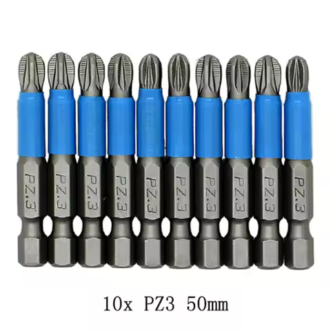 10PCS 50mm Non Slip Magnetic Screwdriver Bits Set Single Head PH1 PH2 PH3 PZ1 PZ2 PZ3 Electrical Too