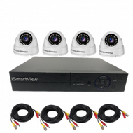 iSmartView - AHD 4路4鏡頭 高清CCTV閉路電視 1080P 室內半球鏡實時監控套裝 智能移動偵測夜視 Security 遠程監控防盜系統