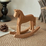 Nordic Style Rocking Horse Wooden Horse Desktop Decoration Home Decoration Pine Rocking Horse Crafts