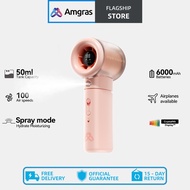 Amgras Metalce Fan Pro2 High-Speed Handheld Spray Fan Portable Kipas LED Display 6000mAh