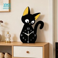 Gralara Silent Cat Table Clock Acrylic Modern Art Decorative Desk Clock Ornament for Kids Room Shelf